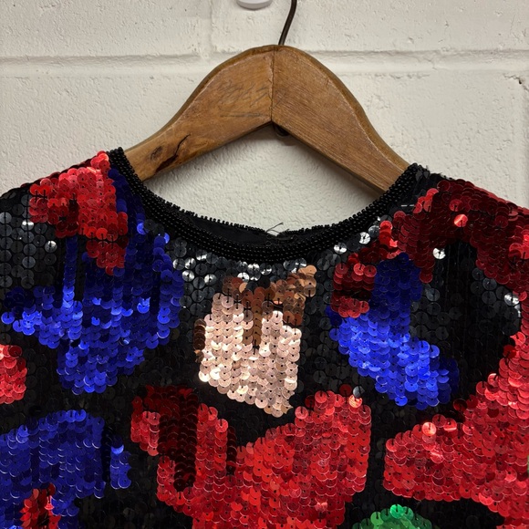 Vintage 80’s Colourful Beaded Sequin Silk Gown, 80’s NYE dress - Picture 5 of 13